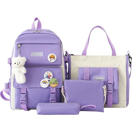 4-delt vandtæt skoletaskesæt til børn og teenagere, inkluderer madkasse, skuldertaske og penalhus