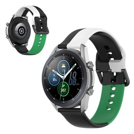 Universal three color silicone watch band - Black / White / Green