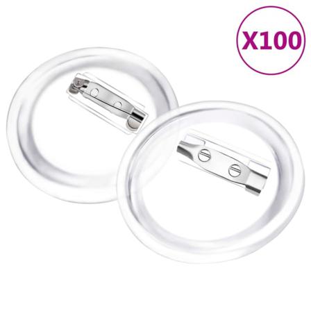 Vidaxl Knappar Med Nålar 100 Uppsättningar Akryl 37 Mm Transparent