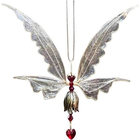 Hængende Vindklokker til Haven - Metal Engel med Butterfly Vinger
