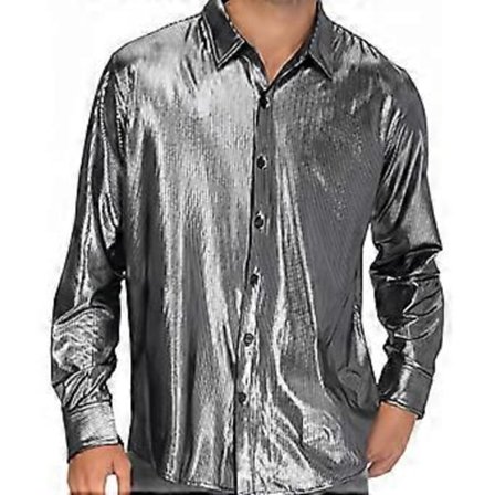 Disco Skjortor Herr Glänsande Långärmad Skjorta (M Grå)
