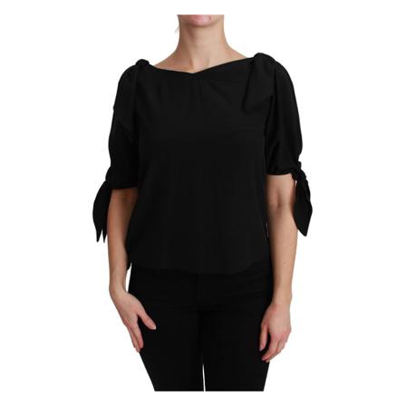 Dolce & Gabbana, Short Sleeve Casual Blouse Silk Top Zwart, Dames, Maat:S