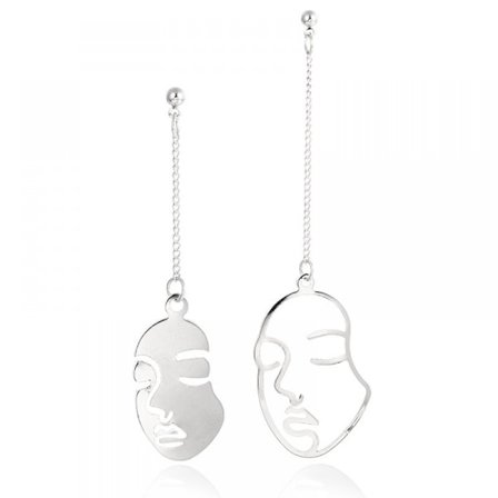 Geometriske etniske øreringe med menneskeansigt og kraniehoved