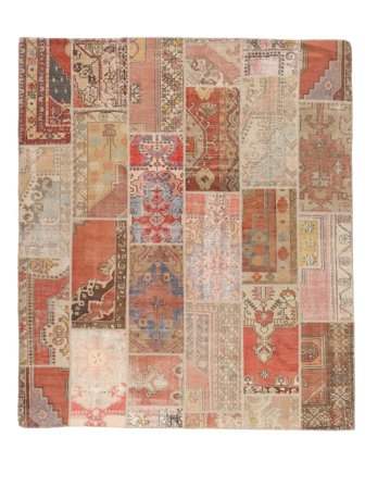 Tapis Patchwork 253X296 Marron/Orange Grand (Laine, Turquie)