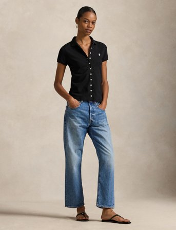 Polo Ralph Lauren Buttoned-Placket Polo Shirt - Black - M