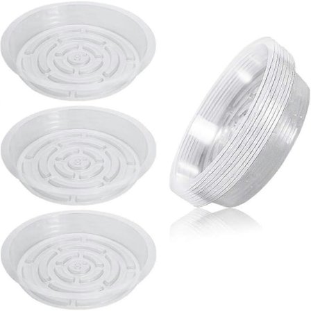 10 st Transparenta Växtfat för Krukor, Plastblomfat för Inomhus- och Utomhusväxter - 8 tum Runda Fat