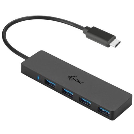 USB-C HUB I-TEC med 4 USB 3.0-portar med integrerad kabel 20 cm