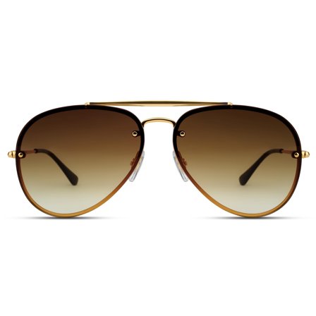Occasus | Goudkleurige Aviator Zonnebril met Bruin Kleurverloop voor mannen - Aviator zonnebrillen