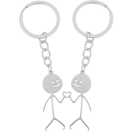 Sæt med 2 nøgleringe til par, mor, venskab, partner, bedste ven, mor, fødselsdagsgave, hjerte, par, til fødselsdag, Valentinsdag, sølv