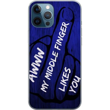 Kompatibelt Mobildeksel til Apple iPhone 12 Pro Mørk typografisk illustrasjon med hjerteform og budskap om vennskap mot dyp blå tretekstur