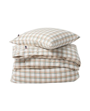 Lexington Checked cotton flannel bed set, beige/green