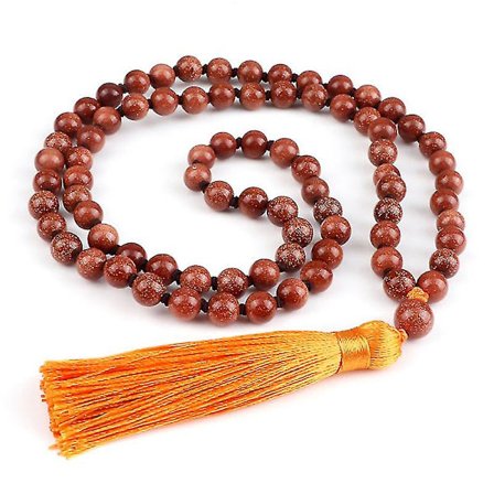 Vintage Herrhalsband Golden Sandstone Mala Beads Knotted Japamala Tofs Halsband For Women Meditation Yoga Energy Smycken,barn,hane