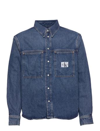 Linear Denim Shirt Jakke Denimjakke Blå Calvin Klein Jeans
