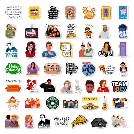 50 stk. Friends Graffiti-klistermærker til kuffert, stilfuld dagbog, PVC-klistermærkepakke til dagbog, telefonflaske, et sæt