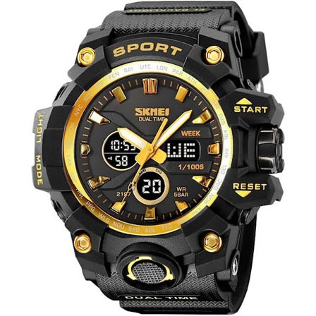 Digitalt Herreur Sportsure Stort Ur Vandtæt Udendørs Stopur Armbåndsure til Mænd med LED Baggrundslys/Alarm/Dato