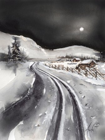 Nordic Wild Kunsttrykk Kveldstur 30x40cm Akvarellpapir