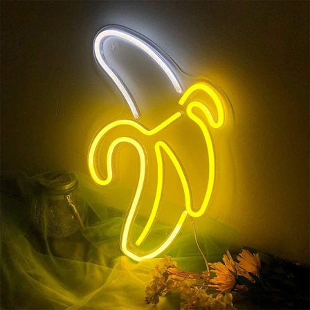 1 stk. banan neon skilt USB LED lys kunst vægdekoration til soveværelse