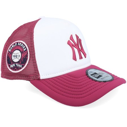 New Era - New York Yankees World Series White/Cherry A-frame Trucker Trucker White Cap - MLB @ Hatstore
