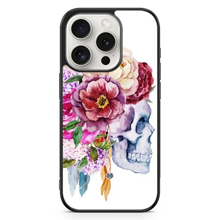 Bjornberry Skal iPhone 15 Pro - Dödskalle Blommor