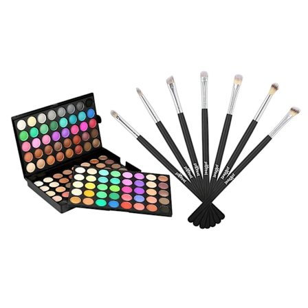 120 Farve Øjenskygge Palette Sæt med 7 Børster Jordfarve Vandtæt Øjenskygge Bryllup Makeup Bærbar Palette Sæt