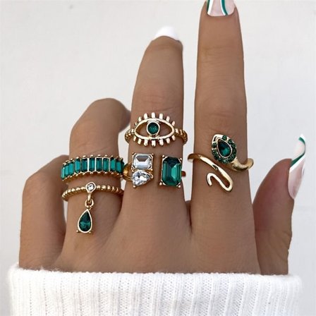 5st Ring Set Imitation Gemstone Ring Knuckle Ring