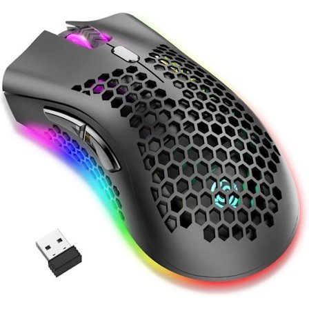 Honeycomb Trådløs Gaming Mus, RGB Optisk - ROYAL KLUDGE BM600 - Svart