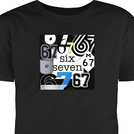 Børne T-shirt 67 meme seks syv trend kollage viral internetmeme 6-7 grafisk moderne æstetik