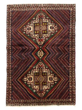 Afshar Shahre Babak Matta Handknuten 139X207 Svart/Mörkröd