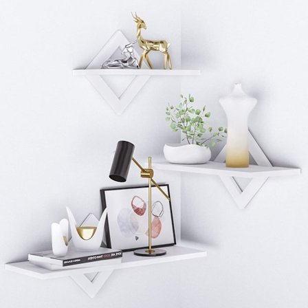 Vegghyller, sett med 3, flytende hyller i tre, maksimal belastning 9 kg