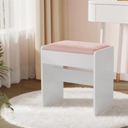 Sminkpall i sammet – Vit/Rosa