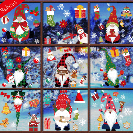 *Jul fönsterdekaler Jul fönsterdekorationer 8 ark C*