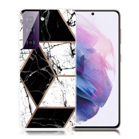 Marmorinen Samsung Galaxy S21 FE Suojakotelo - Musta ja Valkoinen Marmorinen muotoilu
