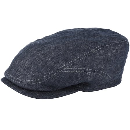 Stetson - Blauw flatcap Cap - Driver Linen Navy Flat Cap @ Hatstore