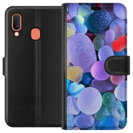 Samsung Galaxy A20e Lompakkokotelo Värikkäitä kiviä