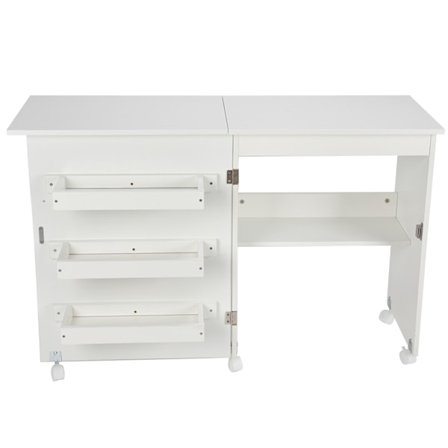 Sammenleggbart symaskinbord datamaskinbord med 3 oppbevaringshyller for stue soverom