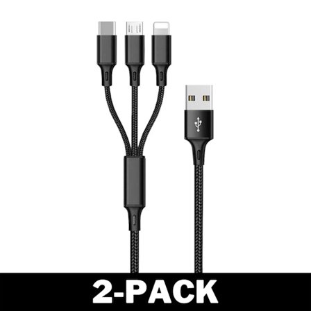 Laddarkabel 3 in 1 Lightning / USB-C / Micro USB