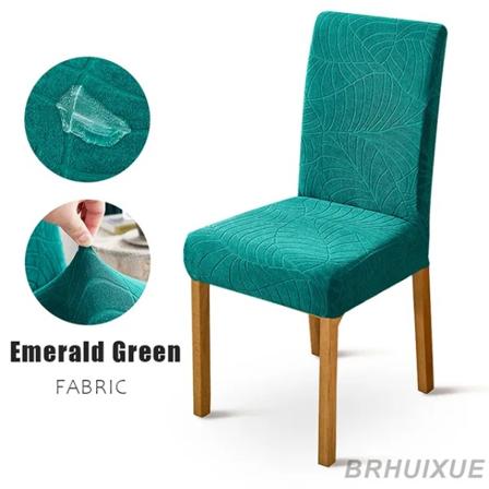 1/2/4/6PCS Vattentät Jacquard Cover Elastisk Matsalsstol Case Skydd för Kök Hotell Bröllop Bankett Kontor Emerald Green