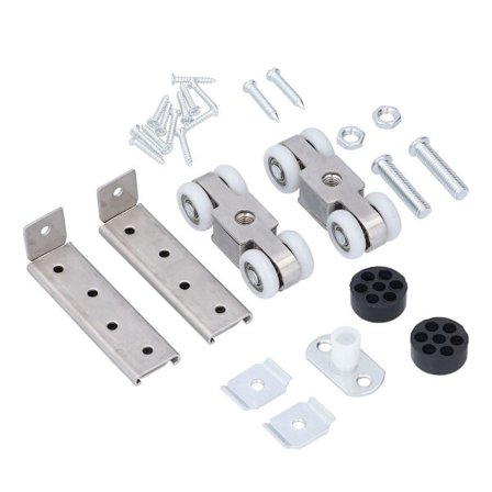 Skyvedørskinne i rustfritt stål 304, demper, 2 hull, kraftig KLB