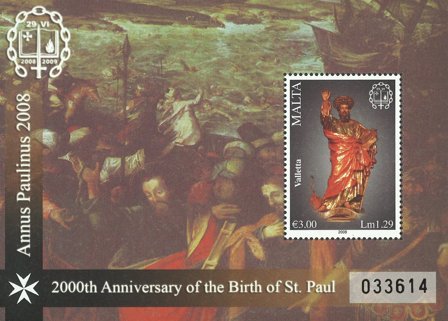Malta - 2000 året for St. Pauls fødsel - Postfrisk miniark