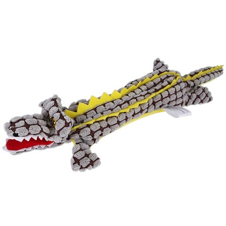 Uforgængelig pibende krokodille plyslegetøj til små aggressive hunde, der tygger, grå