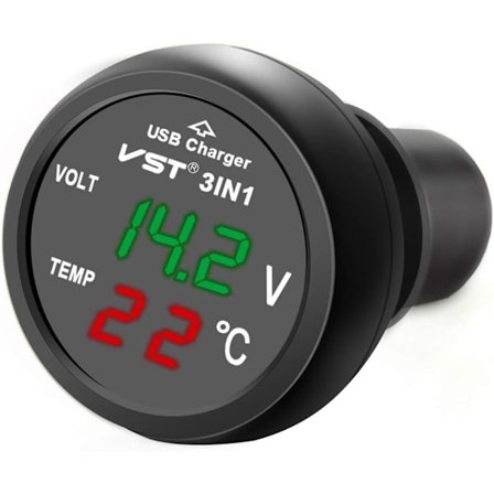 st Vattentät Bil Motorcykel LED Voltmeter/Laddare/Termometer 12V-24V
