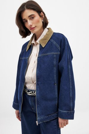 NA-KD Collar Detail Denim Jacket - Jeansjakker - Blå - EU 40