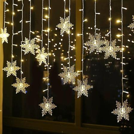 Snöstjärna ljusslinga 138 LED gardinlampor 8 ljuslägen Snöstjärna julbelysning Perfekt för fönster, trädgårdar, barer, sovrum-WELLNGS