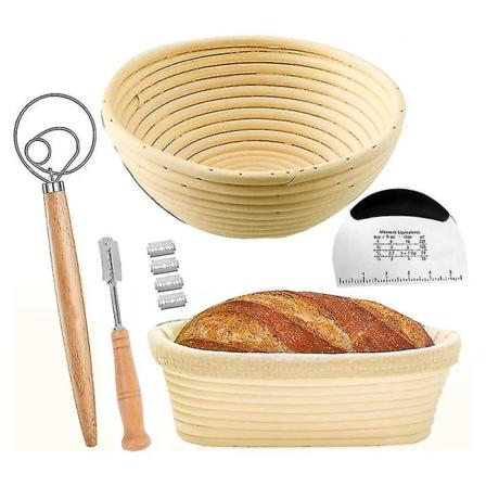Leivänkestävä set 2 kpl aloituspakkauksella pyöreä ja soikea leipäkulho Työkalut -leipä Lame-su guo mei