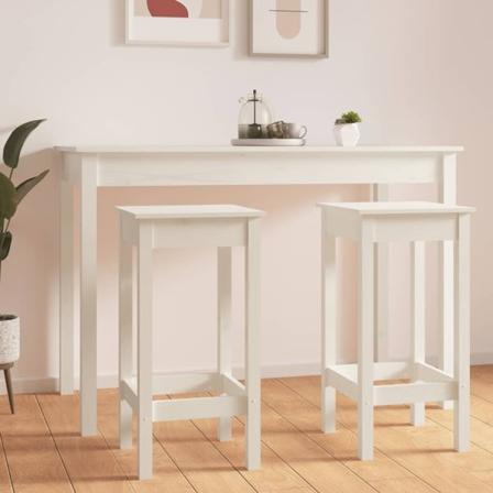 vidaXL Barstolar 2 st vit 40x40x78 cm massiv furu Vit