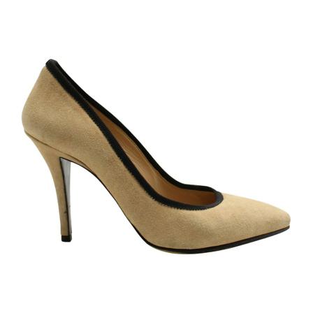 Armani Pre-owned Nude Suede Pumps with Black Trim beige, Dam Vintage Skor, Dam, Storlek: 36 EU