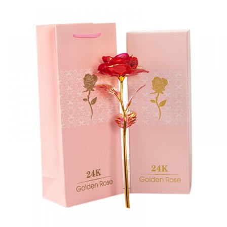 Guldfolie Rose Valentinsdagsgave 24K Simuleret Buket Til Morsdagsgave