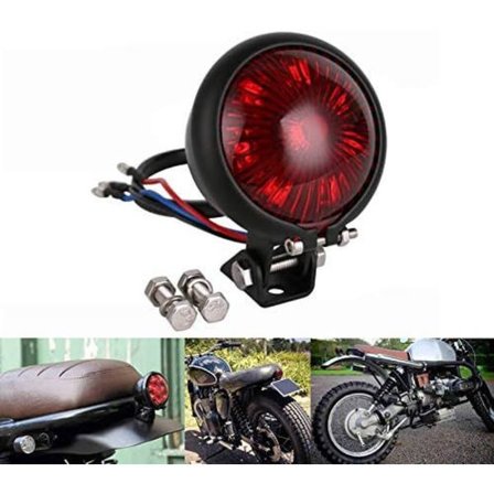 Röda LED-bakljus, justerbara, för Cafe Racer Chopper Bobber (röd + svart)
