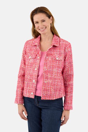 BRANDTEX - Bouclé Jakke - Pink - Med Knapper