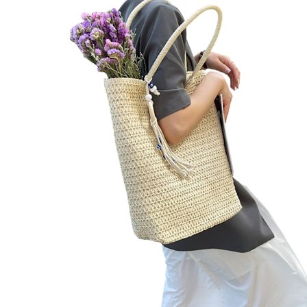 Moderigtig strå strandtaske med stor kapacitet håndtaske til rejser og shopping